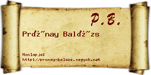 Prónay Balázs névjegykártya